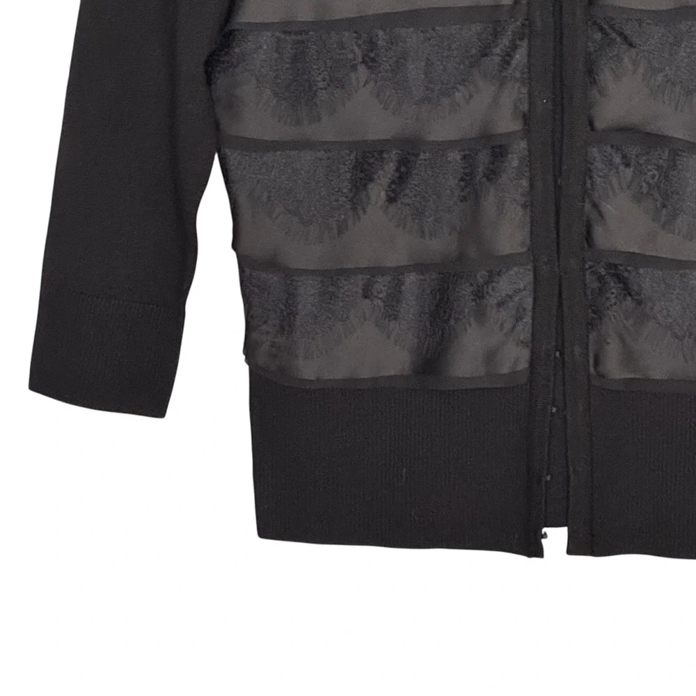 NWTS WHBM Size XS Black Long Sleeve Lace Cardi Jacket w Hook/Eye Closures